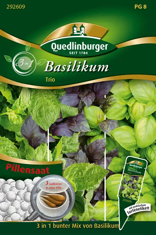 Basilikum Trio (Pillensaat) | Basilikumsamen von Quedlinburger Preis Gesenkt